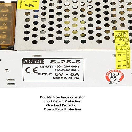 Switching Power Supply, 5V 5A 25W Constant Voltage LED Power Transformer with Overload Protection Universal Regulated DC Converter for LED Strip Lights Industrial Control — view 5
