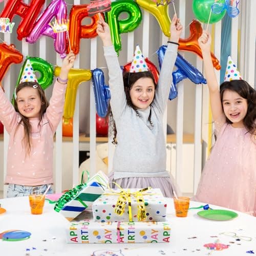Isaspire Birthday Wrapping Paper Folder Set - 12 Sheets, 20x29 Inch Each, Adorned with Polka Dots, Stripes & 'Birthday' Charms for Boys, Girls, Women, Men, Ideal Gift Wrap for Holiday Party — view 3
