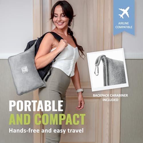 BOACAY Soft & Warm Travel Blanket for Aeroplane & Car - Essential for Long Flights for Women, Men, Children - Compact Pillow with Luggage Sleeve & Backpack Clip — view 3
