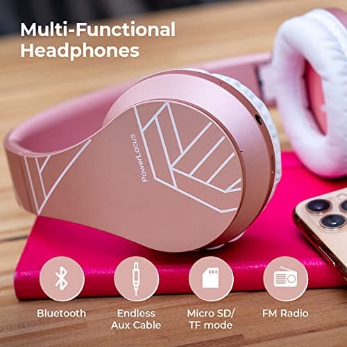 PowerLocus Bluetooth Headphones Over Ear, Wireless Headphones with Microphone, Foldable Headphone, Soft Memory Foam Earmuffs & Lightweight, Micro SD/TF, FM Radio for iPhone/Android/Tablet/PC/TV — view 6