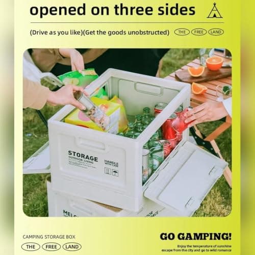Outdoor Camping Folding Box 50L Foldable Lid Wooden Cutting Board — view 5