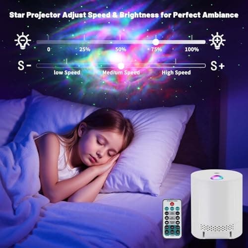 CAIYUE Star Projector Galaxy Projector, Exquisite Nebula Night Light Projector, Ocean Wave Galaxy Light with Remote Control,with Adjustable Speed and Brightness, Adults, Bedroom,Party — view 3