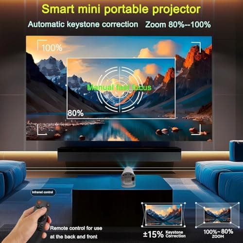 Projector 4K with WiFi and Bluetooth, Mini Smart Auto Keyston Portable with Android 11,projector for Home Movie、Living room, bedroom, outdoor — view 5