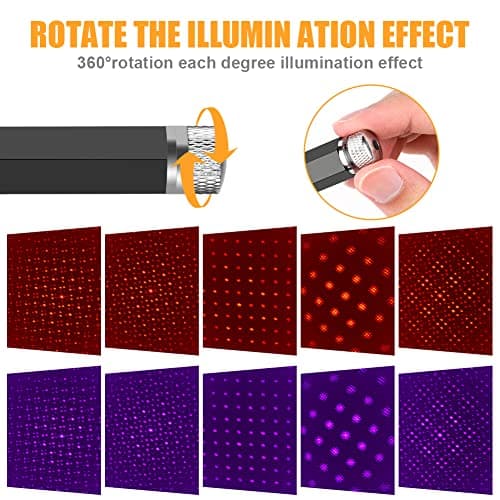 URAQT USB Atmosphere Lights, 2 PCs Adjustable LED Car Interior Mini Star Night Light Projector with Port, Romantic Decorative Roof for Car/Home/Party (Red and Blue Purple) (U4-2PCCZXKD221231-FBA) — view 5
