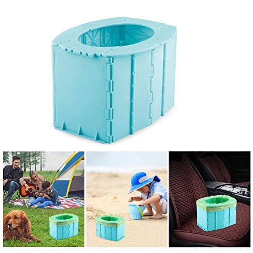 Eleage Folding Commode Toilet Seat Self‑Contained Car Travel Toilet for Kids (Sky-Blue) — view 3