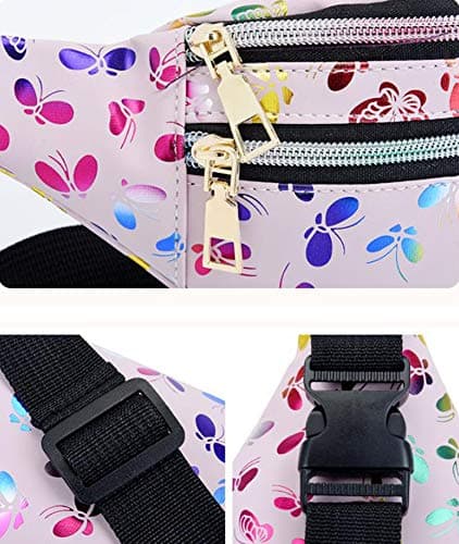 Estwell Bum Waist Bag for Women Girls Fashion PU Leather Waterproof Ladies Festival Fanny Pack Lightweight Hip Pouch Travel Holiday Waist Pack Shiny Bumbag — view 4