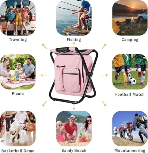 Kikerike Backpack Stool Cooler Chair Heavy Duty 300 LBS Max Load Portable Lightweight Stool Backpack Folding Fishing Cooler Seat for Camping Hunting Fishing — view 3