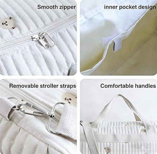 Hospital Bag for Women, Maternity & Baby Delivery Bag with Floral Quilted Design - Large Capacity Weekender Overnight Duffle Bag for Pregnancy, Labor, Travel & Weekend — view 4