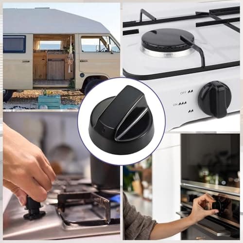 Innovess 4 Pack Universal Cooker Knobs Replacement with 12 Adapters Black Gas Hob Knobs Heat Resistant Oven Control Knobs for Cooker Stove Electric Oven Hob Knobs Replacement Kitchen Appliance — view 6