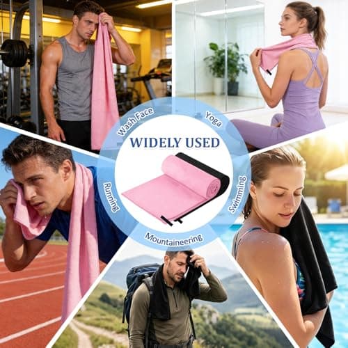 LURVOUS 2 Pack 40x80cm Microfibre Towel, Quick Dry Gym Towel for Men Women, Absorbent Sports Towel Lightweight Travel Towel for Yoga Beach Shower Backpacking Pool (Black,Pink) — view 5