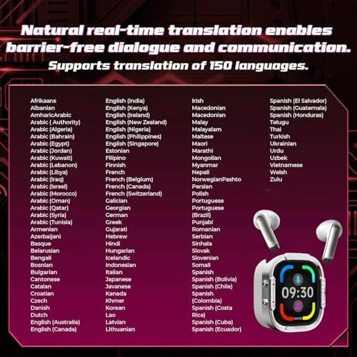 AI Translation Earbuds Real Time, 2026 New NE70 Language Translator Headphones with Touch Screen, Audifonos Traductores Inglés Español, Bluetooth Translating Device Support 164 Languages-White — view 6
