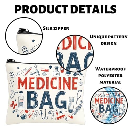 Medicine Bag, 22 x 18cm Travel Medicine Bag for Organizing Pills and Medications, Portable Medication Bag with Zipper Closure, Nursing Meds Bag Pouch for Daily Use and Travel — view 3