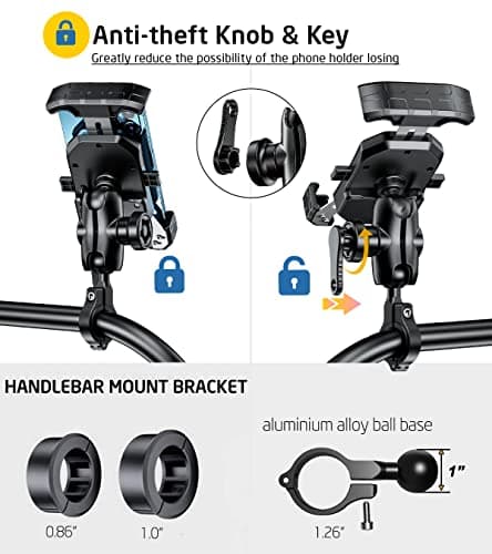 iMESTOU Anti-Theft Motorbike Phone Mount-1" Bike Ball Phone Holder — view 2