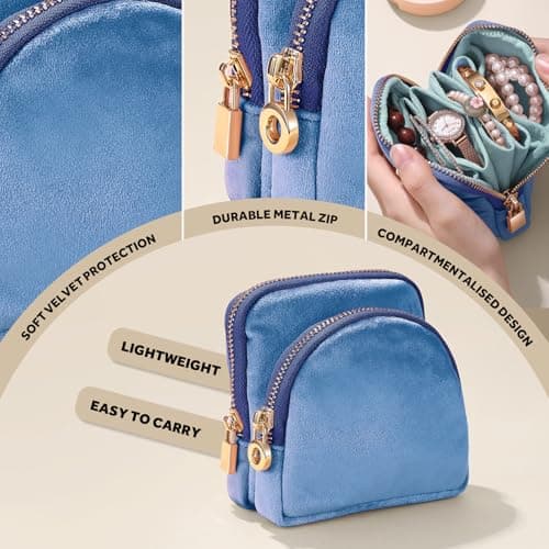 Lumayina 2-in-1 Small Travel Jewellery Organiser, Detachable Velvet Bag Set — view 4
