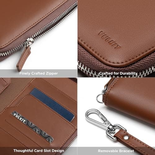 VULKIT Leather Passport Holder Family Travel Document Organizer with RFID Blocking Travel Wallet Slim Dual Slots SIM Card and Multiple Card Holders for Men and Women (Espresso) — view 3