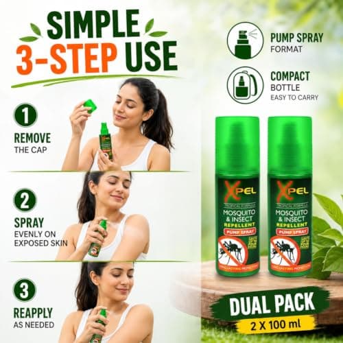3 x Xpel Mosquito Insect Fly Bite Tropical Formula Pump, 70ml Ultimate Insect Bite Repellent Spray | Fast & Effective Mosquito & Fly Repellent — view 5