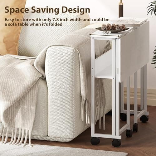 Aptliton Folding Desk, No Assembly Small Computer Desk, 80cm Portable Foldable Table for Small Spaces, Sturdy Home Office Writing Workstation for Bedroom, Study, Students (White) — view 4