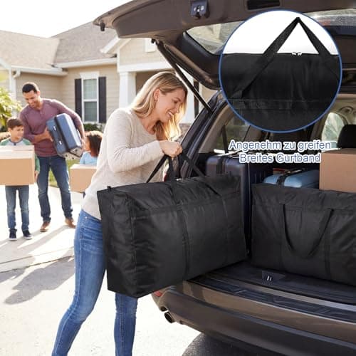 2 Pack 180L Jumbo Moving Bags, Storage Bags, Moving Box with Zip, Black — view 6