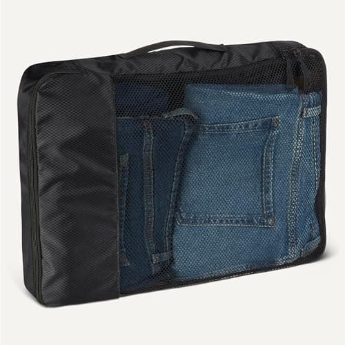 Amazon Essentials 4-Piece Packing Cubes Travel Accessories Set, Luggage Organiser with Double Zip, Mesh Top, Polyester, Large, Black (Previously Amazon Basics) — view 4