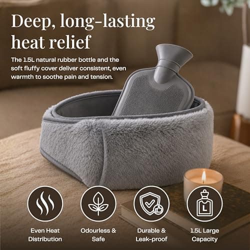 Wearable Hot Water Bottle Belt 1.5L – Period Pain Relief for Cramps, Endometriosis & Back Pain – Wrap Around Heated Belt with Hand Warmer Pocket – Adjustable & Washable — view 3