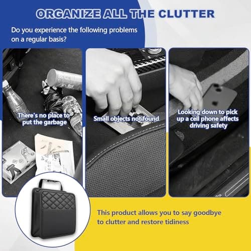 VAGCARS Car Seat Organiser, Waterproof Leather Car Seat Back Storage Box, Hanging Car Storage Bag, Foldable Auto Organizer Back Seat, Universal Auto Document Holder for Kids & Adults (Black) — view 6
