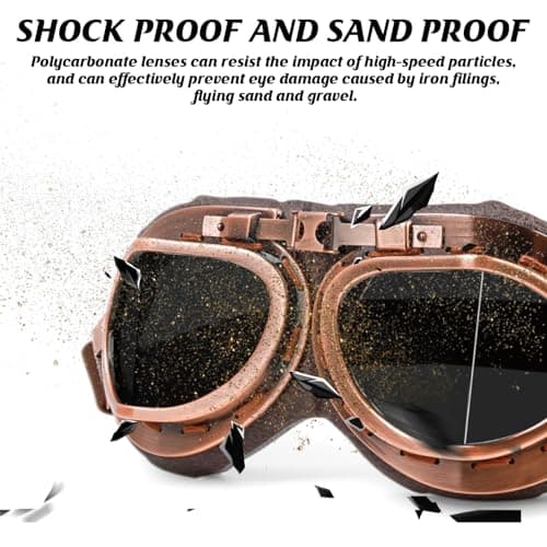 JUGCUT Vintage Racer Sports Helmet Sunglasses, Hiking Ski Goggles Eyewear for Cruiser, Scooter Steampunk Half Helmet Motorcycle Cruiser Scooter Goggles Men Women — view 4