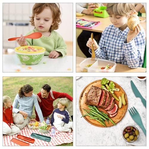 GETRICH 4 Set Camping Cutlery, Reusable Plastic Cutlery, Travel Cutlery Set with Case, Portable Cutlery Set Travel Utensils for Daily Use School Office Camping Picnic-2 — view 6