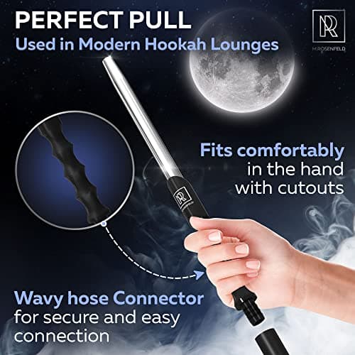 Silver Shisha Hose with Mouthpiece, 60 in 150 cm Anti-Dirt Soft-Touch Silicone Tube with Kink Protection Spring, Adapter and Seal, Ergonomic Shisha Mouthpiece, Universal Shisha Accessory M. ROSENFELD — view 2