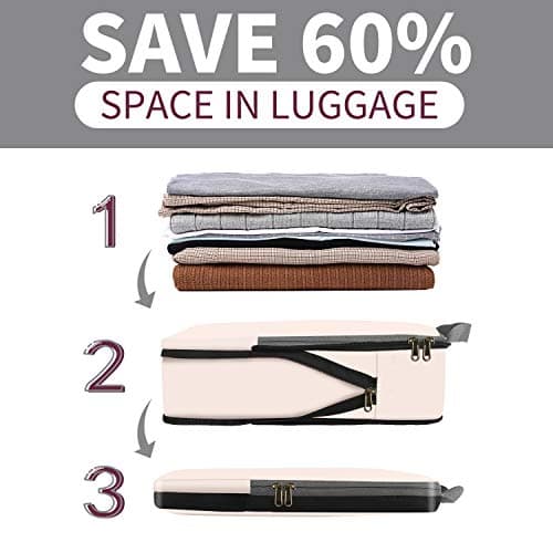 Eono Compression Packing Cubes, Luggage Organiser Set, Extensible Suitcase Organiser, Packing Organisers for Suitcases, Packing Cubes for Travel or Home Storage - White, 4 Set — view 5