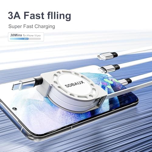 SDBAUX 2-Pack USB C to Multi Retractable Cable 4 in 1, 3A Standard Charging — view 6