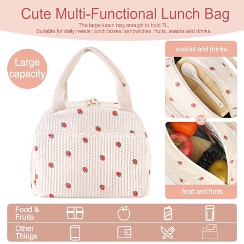 Binoster Lunch Bags for Women Insulated Cooler Lunch Bag Adults Kids Packed Lunch Box Tote Bag Cute Girls Ladies Lunch Bags for Work School Picnic Travel Beach Gifts for Women Her Wife Preppy Stuff — view 5