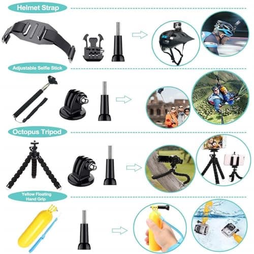 Reflex Camera 50 in 1 Action Camera Accessories Kit for the new GoPro Hero 13 and Hero 9-12, DJI Osmo Action 2, 3, 4, Pro 5, Insta360 Ace Pro/Ace Pro 2 Akaso and other Sports Cameras inc Durable Case — view 6