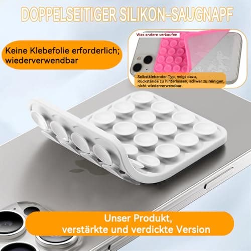 SENLINLU 6Pack Silicone Double Sided Suction Cup Phone Case Mount, Suction Phone Holder, Hands-Free Designed for Car/Dashboard/Gym/Mirror Multi-Surface Mount for afll Phone — view 3