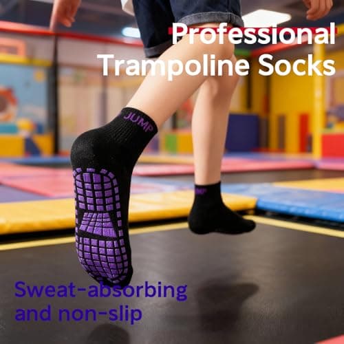 CubePlug Non-Slip Toddler Socks for Boys and Girls – Anti-Skid Grip Ankle Socks with Sticky Bottom for Kids Ages 1-10, Soft & Comfortable Everyday Socks [spo] (Purple M (6-10 years old)) — view 3