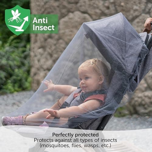 Zamboo Universal Mosquito Net for Pushchair, Pram, Buggy, Carrycot and Travel Cot | Washable and Durable Fine Mesh Insect Protection Netting - Grey — view 2