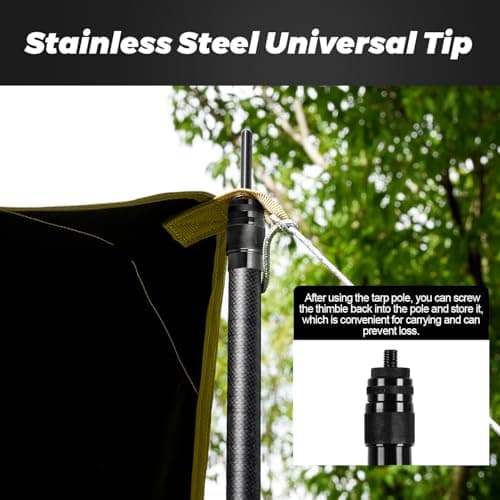 DOBEN Telescopic Tarp Poles Set of 2, Carbon Fiber Telescopic Tent Pole 2.4m Height Adjustable(58-240cm), Lightweight Portable Super Tough Tarp Pole for Tent Fly, Camping, Shelter, Awning — view 6