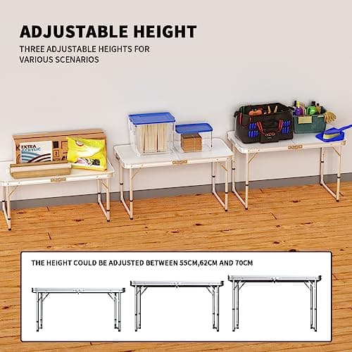 Aluminium Folding Table - Portable Lightweight Camping With Extra Strength Trestle Design, Power Coated Adjustable Height for Wedding, Garden Party, Picnic BBQ, Dinning With Carrying Handle — view 4