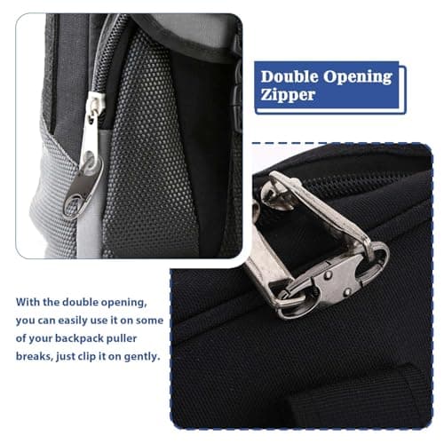 DIVINA VITAE Zipper Clips Anti Theft Deterrent, 6PCS S Carabiner Small Zipper Pull Locks Mini Snap S Hooks for Backpacks Camping Fishing Traveling Outdoor Sports (Dark Black) — view 6