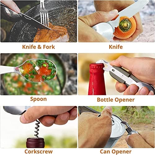 Multifunctional Folding Travel Harness, 5 in 1 Multitool Outdoor Tableware — view 4