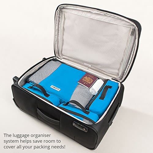 Savisto Packing Cubes 6 Piece Set, Durable & Lightweight Travel Essentials for Suitcases - Includes 1 XL, 2 L, 2 M, 1 S - Available in 8 Stylish Colours - Blue — view 3