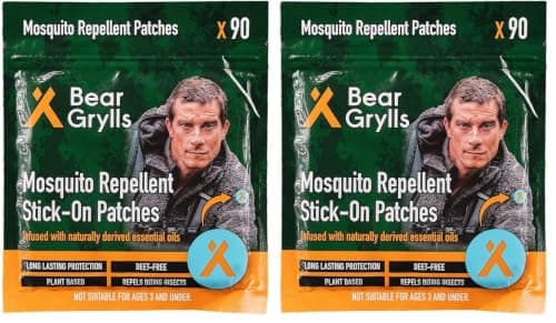Bear Grylls Mosquito Repellent Patches – Natural Citronella Oil Insect Repellent, 180-Pack – DEET-Free, Long-Lasting Protection for Outdoor Adventures, Travel & Camping