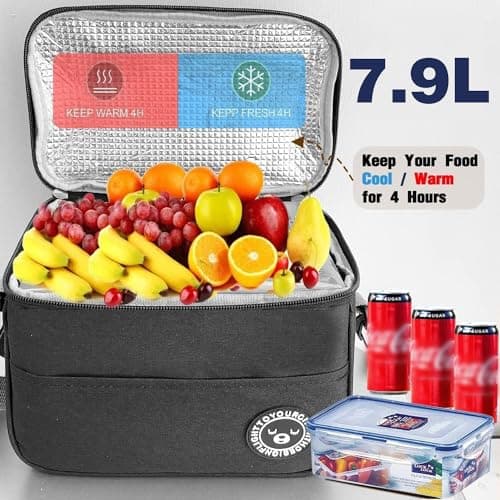 Lunch Bag, Insulated Lunch Bags Thermal Lunch Tote Bags for Women Men 7.9L Cooler Bag Waterproof Leak-Proof for Outdoor, Beach, Camping, BBQ, Travel — view 2
