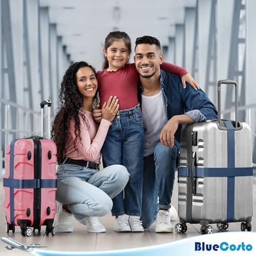 Luggage Straps for Suitcase - Navy Blue, 1.9m x 5cm, 4 Pack - Strap for Suitcases - TSA Approved by BlueCosto — view 4