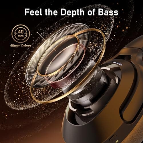 Rebocico Active Noise Cancelling Headphones Wireless Bluetooth Over Ear — view 3