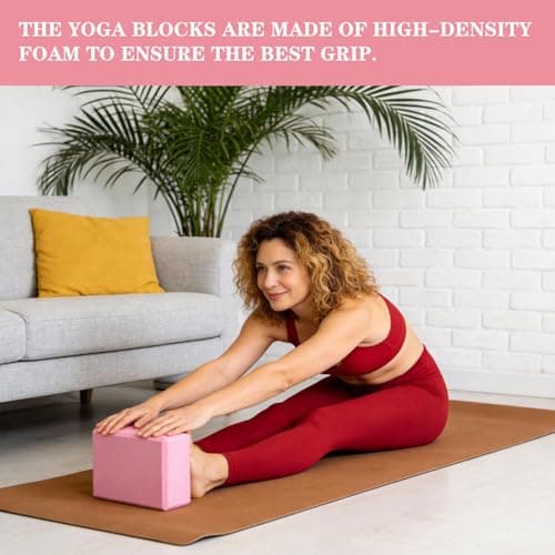Yoga Block Yoga Blocks Set of 2 Pilates Block High Density Yoga Brick Pilates Blocks Non Slip Lightweight Yoga Bricks for Yoga Pilates Training Stretching Flexibility Meditation Home Exercise 23x15cm — view 4