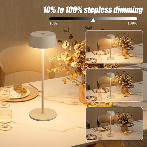 K-Bright Pack of 2 LED Battery Table Lamp 32.5 cm Aluminium Khaki — view 3
