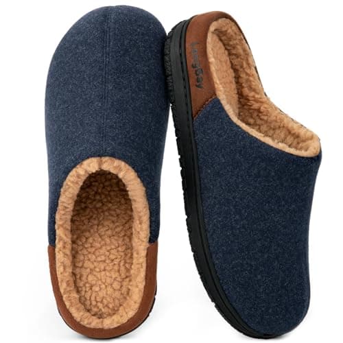LongBay Men Slippers Cosy Memory Foam Warm Slip On House Shoe Gift Blue, 9