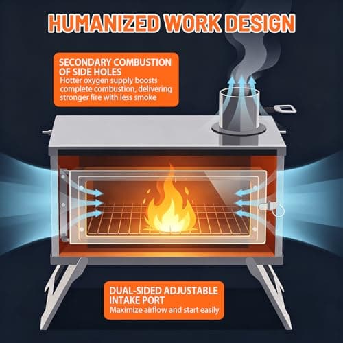 Tent Camping Stove, Outdoor Portable Tent Wood Burning with Chimney Pipes — view 4