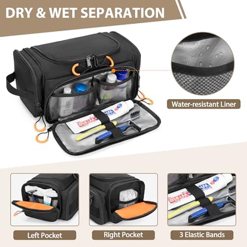 Prokva Tactical Toiletry Bag for Men, Hanging Hygiene Bag, Black — view 3