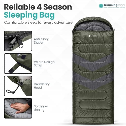Trimming Shop 4 Season Waterproof Backpacking Sleeping Bag 6ft - Green — view 2